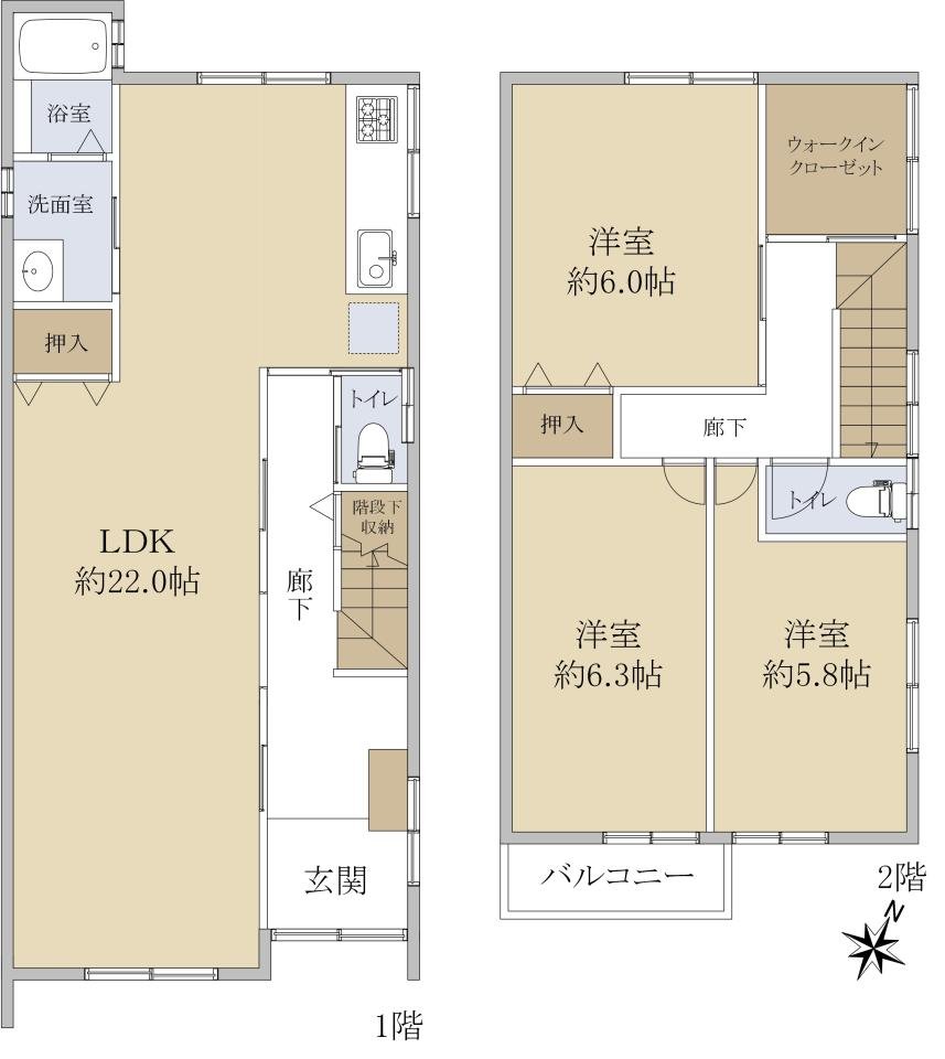 東海市名和町寝覚戸建 間取図